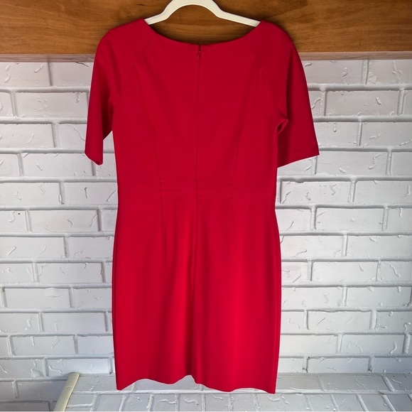 Talbots Round Neck Short Sleeve Ponte Sheath Back Zip Dress, Red, Size 4 - Picture 6 of 13